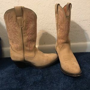 Tan Embroidered Healed Cowboy Boots